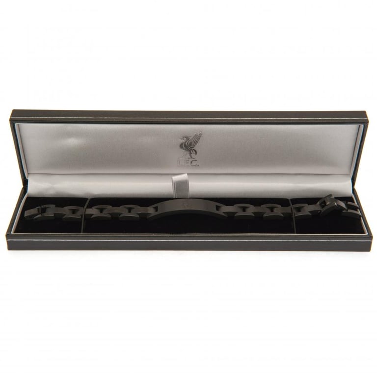 Liverpool FC Black Ion Plated Stainless Steel Link Bracelet with Club Crest Engraving