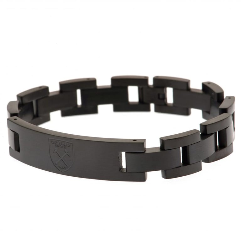West Ham United FC Classic Black Ion Plated Stainless Steel Link Club Crest Bracelet