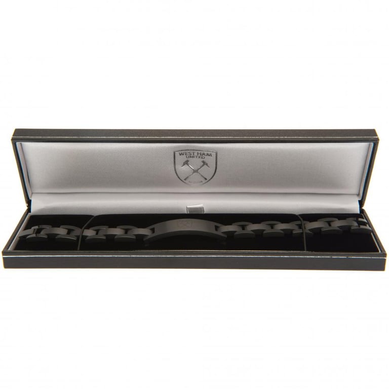 West Ham United FC Classic Black Ion Plated Stainless Steel Link Club Crest Bracelet