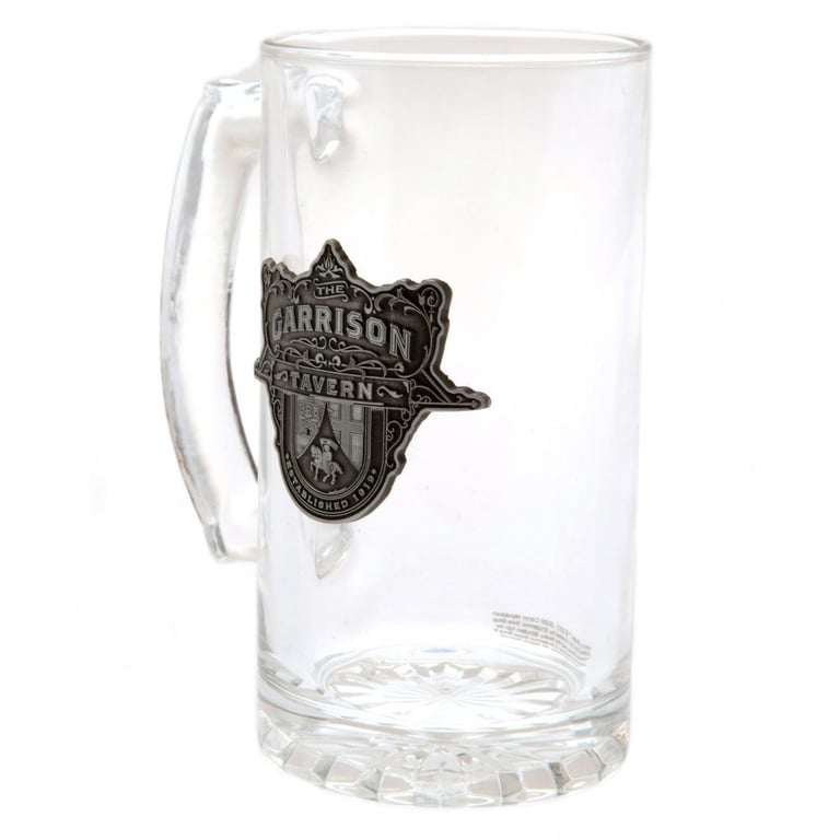 Peaky Blinders Antique Silver Glass Tankard - Garrison Tavern Metal Badge