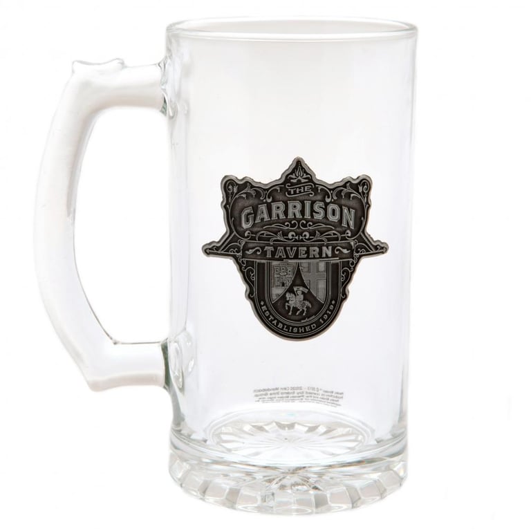 Peaky Blinders Antique Silver Glass Tankard - Garrison Tavern Metal Badge