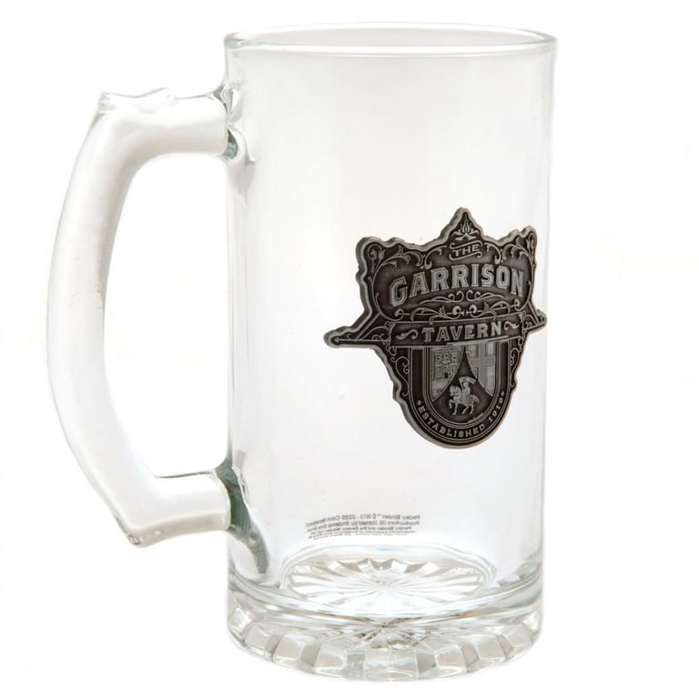 Peaky Blinders Antique Silver Glass Tankard - Garrison Tavern Metal Badge