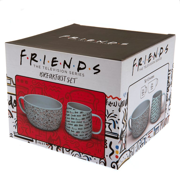 Friends Breakfast Set - Ceramic Doodle Mug and Handled Bowl Gift Set