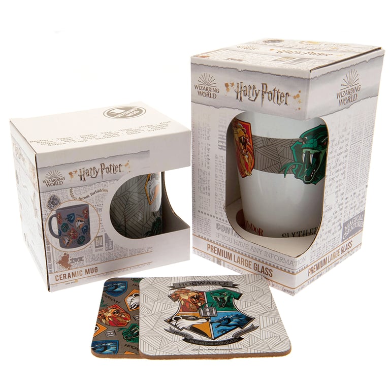 Harry Potter Magical Glass Gift Set - Includes House Logo Coffee Mug and Coasters