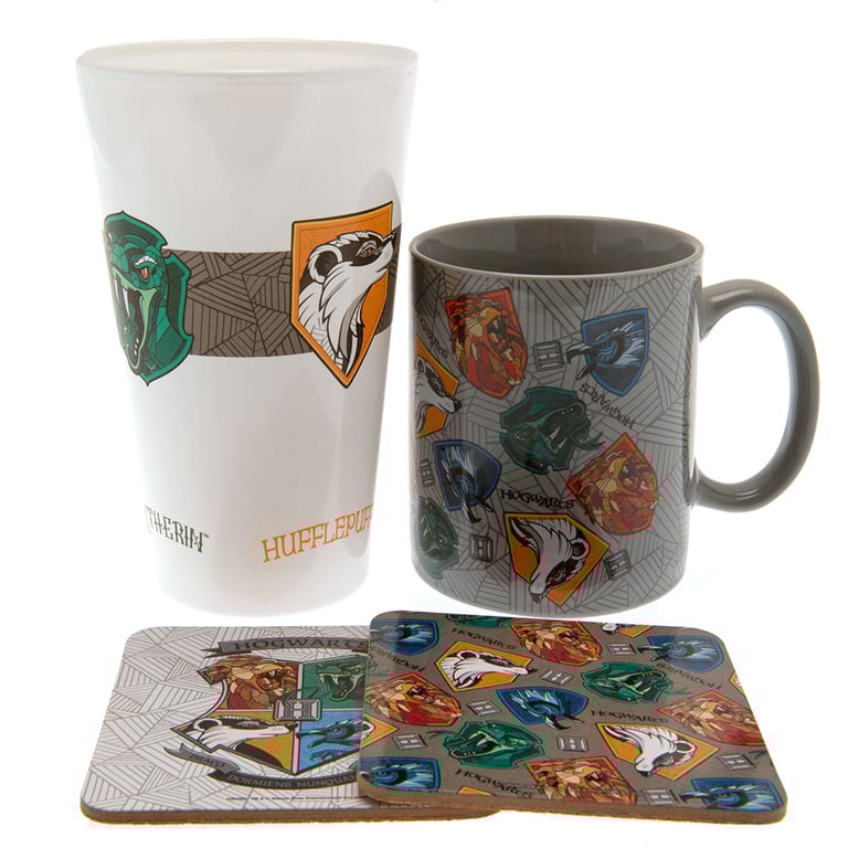 Harry Potter Magical Glass Gift Set - Includes House Logo Coffee Mug and Coasters