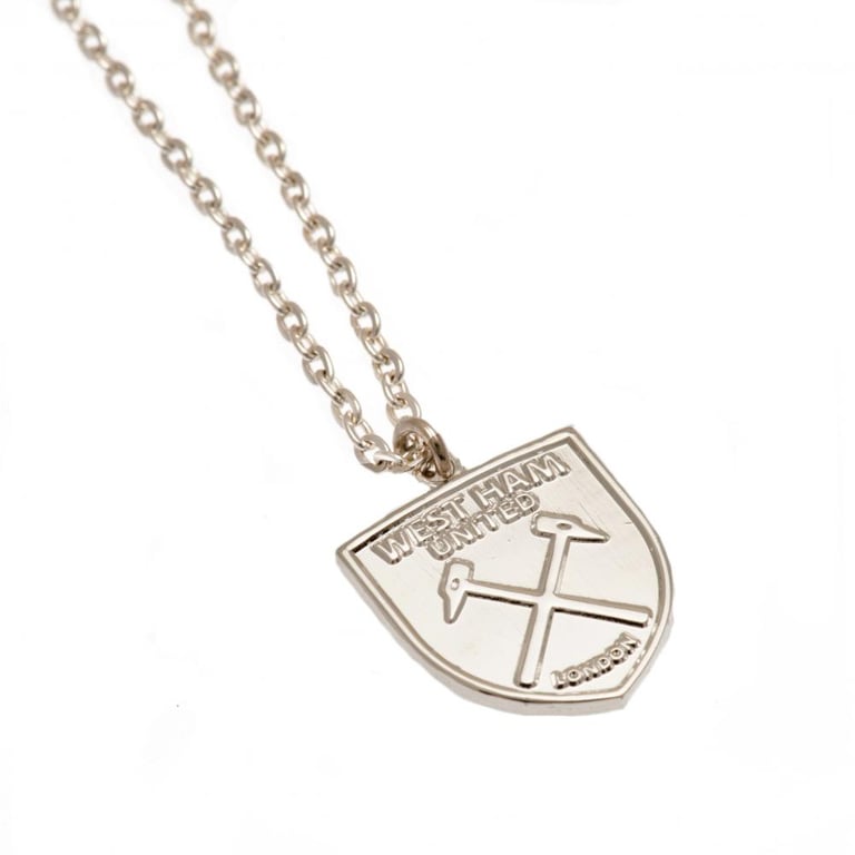 West Ham United FC Silver Plated Pendant Necklace with Large Crest and Lobster Clasp Chain