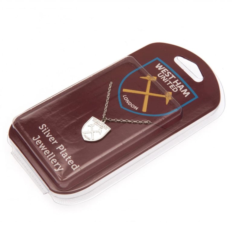 West Ham United FC Silver Plated Pendant Necklace with Large Crest and Lobster Clasp Chain