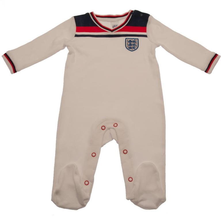 England FA 82 World Cup Baby Sleepsuit - Soft Cotton Design with Press Stud Fastening
