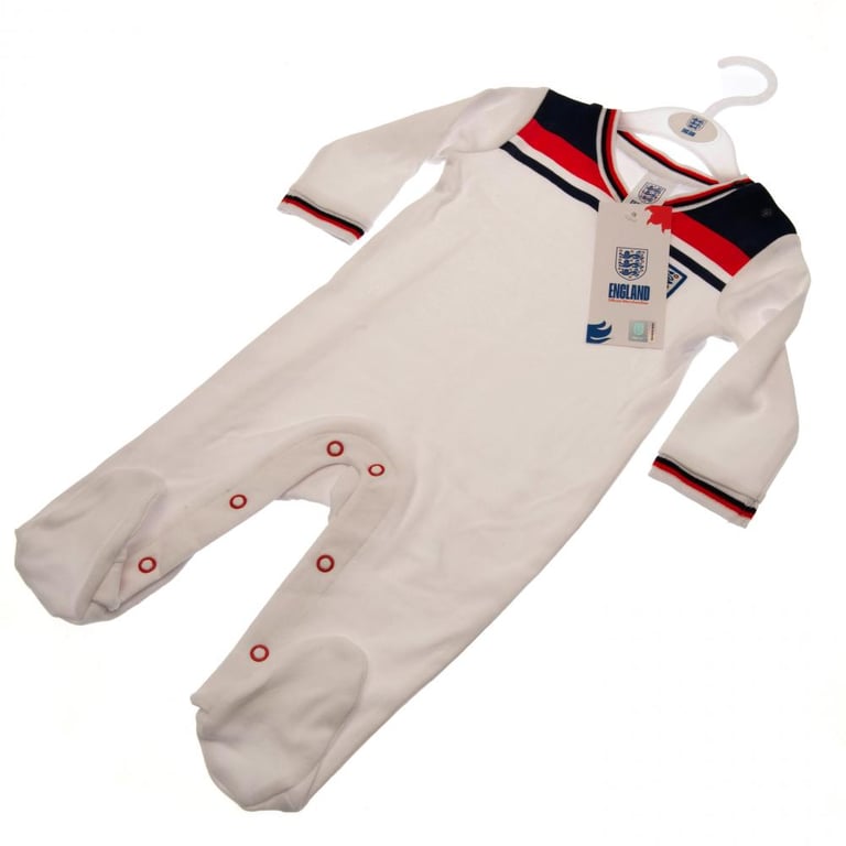 England FA 82 World Cup Baby Sleepsuit - Soft Cotton Design with Press Stud Fastening