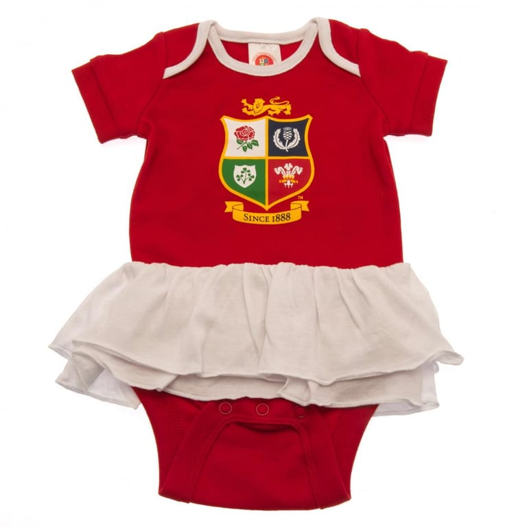British & Irish Lions Tutu Bodysuit - Soft Cotton Design with Full Colour Crest, 6-9 Months