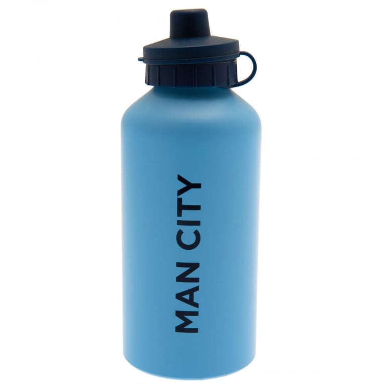 Manchester City FC Aluminium Drinks Bottle - Lightweight Matt Blue Finish with Flip Top Cap and Drinking Spout