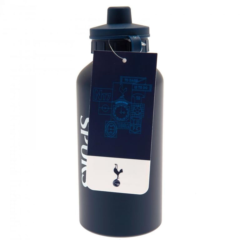 Tottenham Hotspur FC Aluminium Drinks Bottle - Lightweight, Matt Navy Finish with Spurs Crest and Flip Top Cap