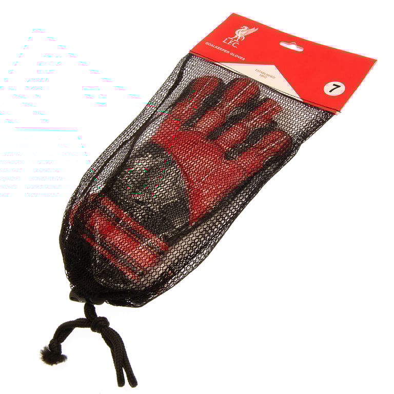 Liverpool FC Delta Goalkeeper Gloves - Red Crest Design with Latex Foam Palm and Elastic Strap