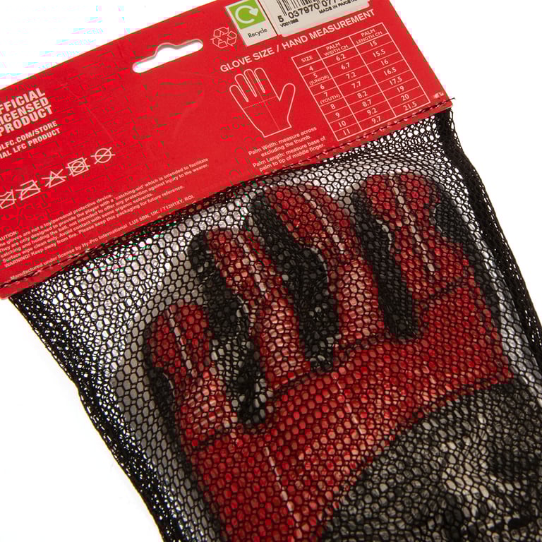 Liverpool FC Delta Goalkeeper Gloves - Red Crest Design with Latex Foam Palm and Elastic Strap
