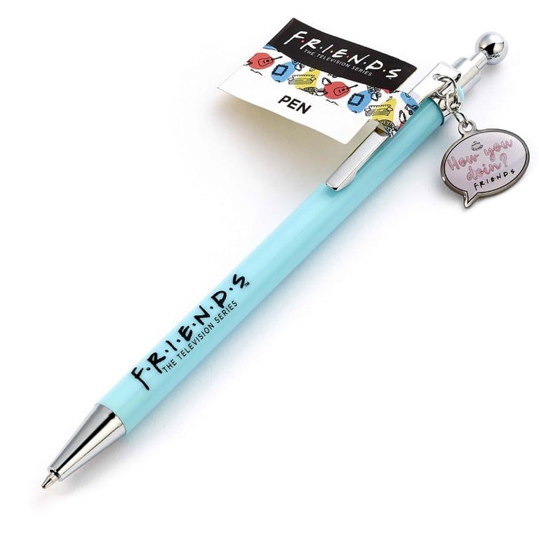 Friends Pen How You Doin? - Click Pen with Pale Blue Finish and Black Ink Writing