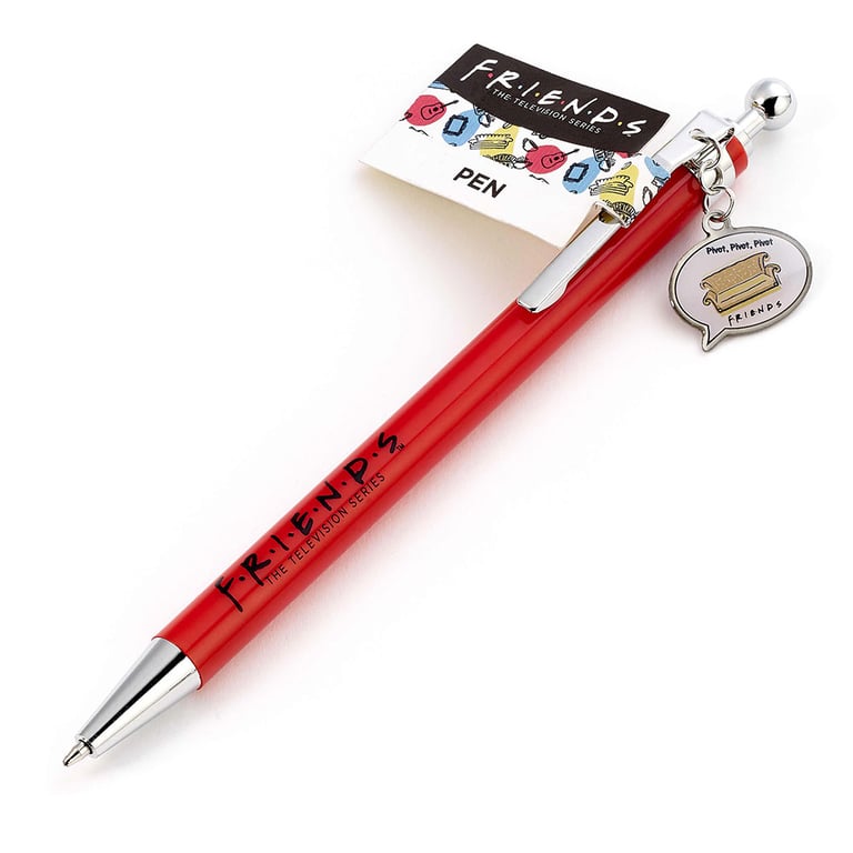 Friends Pen Pivot! - Sleek Red Click Ballpoint Pen with Black Ink and Pivot Charm