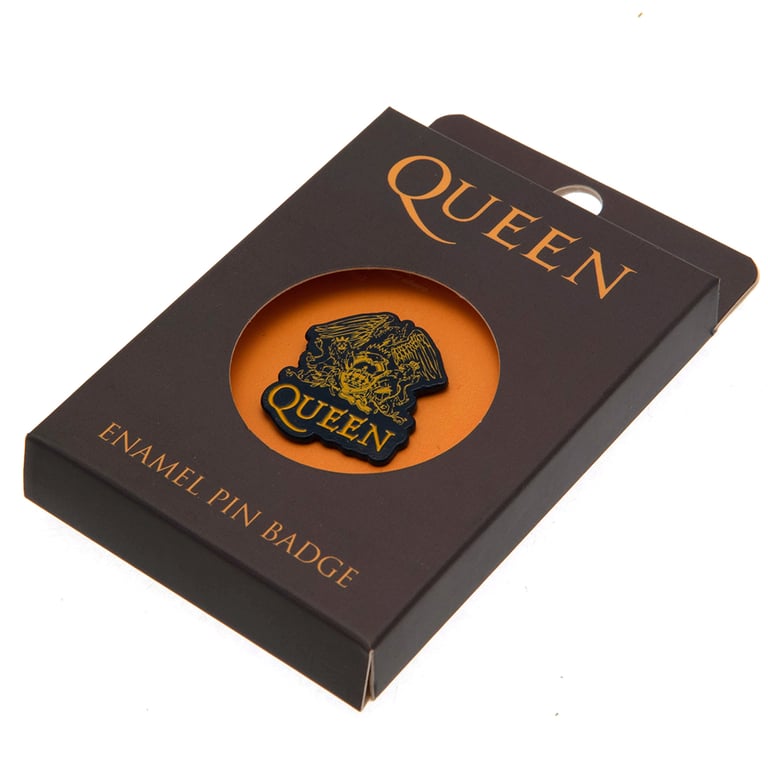 Queen Enamel Pin Badge - Detailed Queen Logo on Rubber Push Fixing