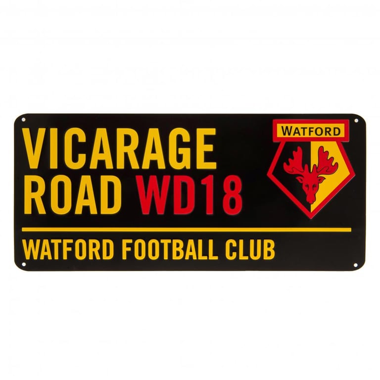 Watford FC Colour Street Sign - Gloss Finish Metal Wall Sign