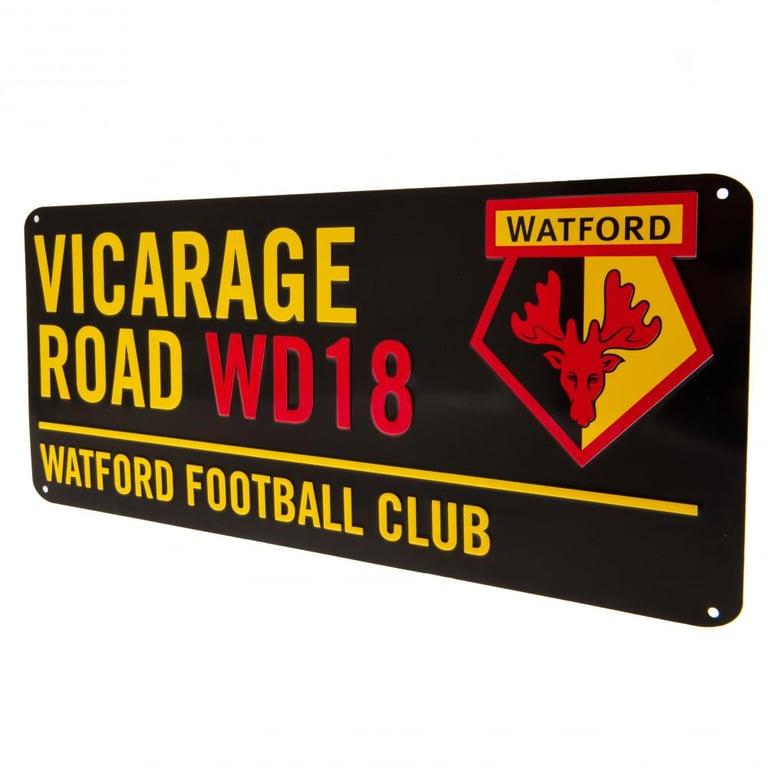 Watford FC Colour Street Sign - Gloss Finish Metal Wall Sign