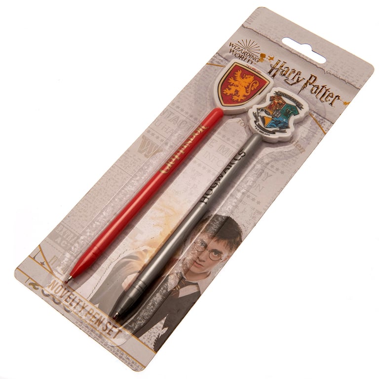 Harry Potter 2pk Pen & Topper Set - Hogwarts and Gryffindor Themed Writing Tools