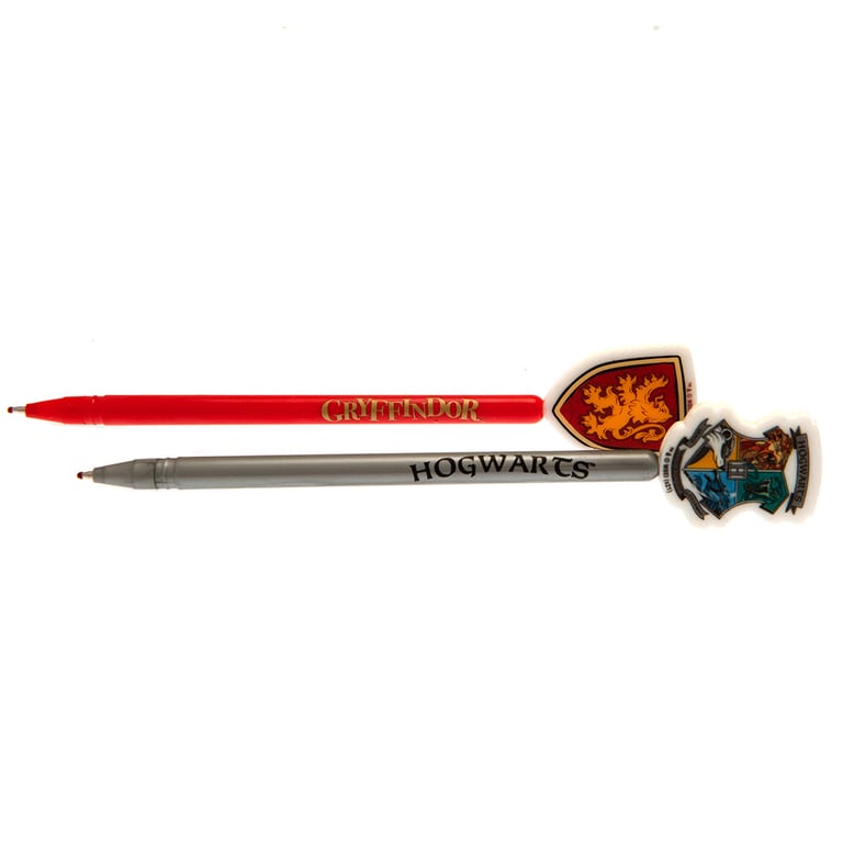 Harry Potter 2pk Pen & Topper Set - Hogwarts and Gryffindor Themed Writing Tools