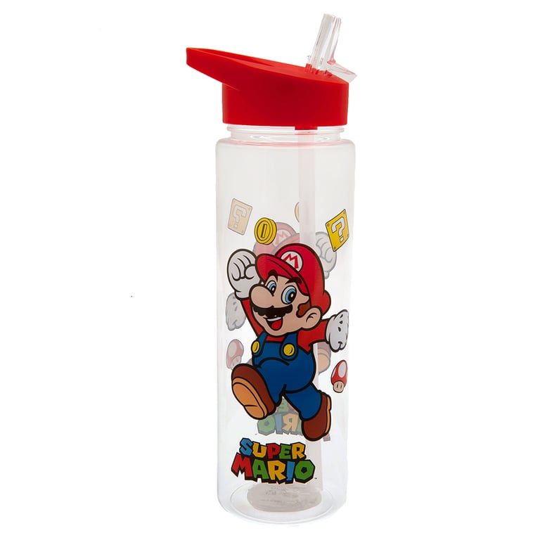 Super Mario Plastic Drinks Bottle with Colourful Print and Clear Drinking Spout