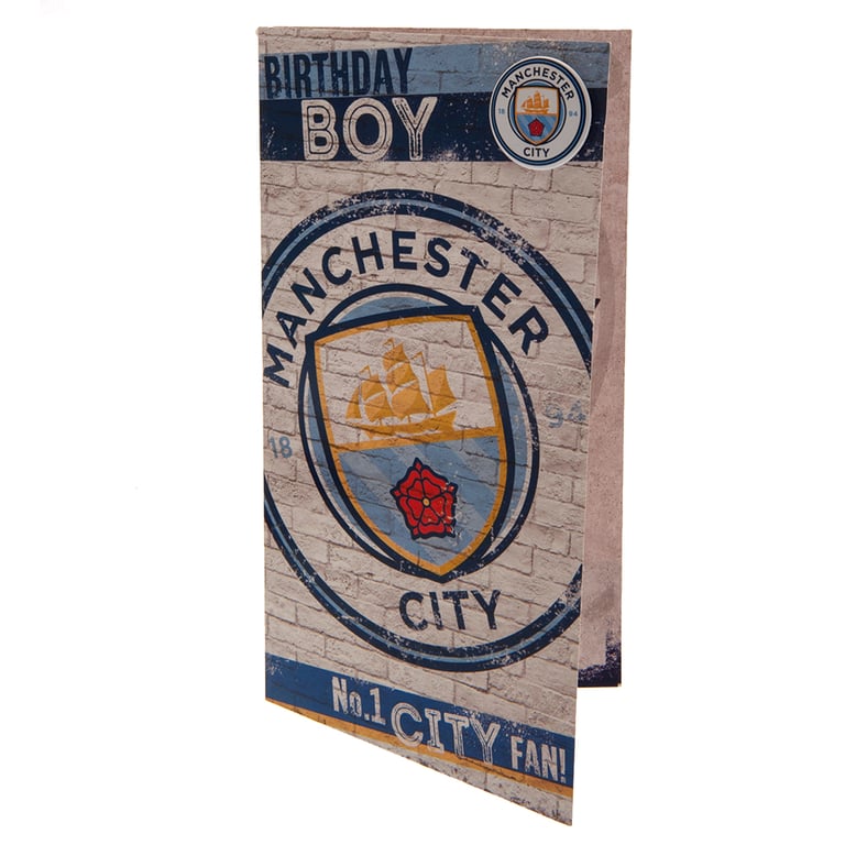Manchester City FC Colourful Birthday Card and Badge Set