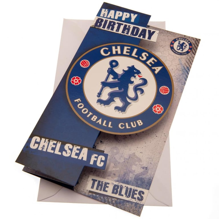 Chelsea FC The Blues Birthday Card - Graphic Design and Crest Featuring Message Inside