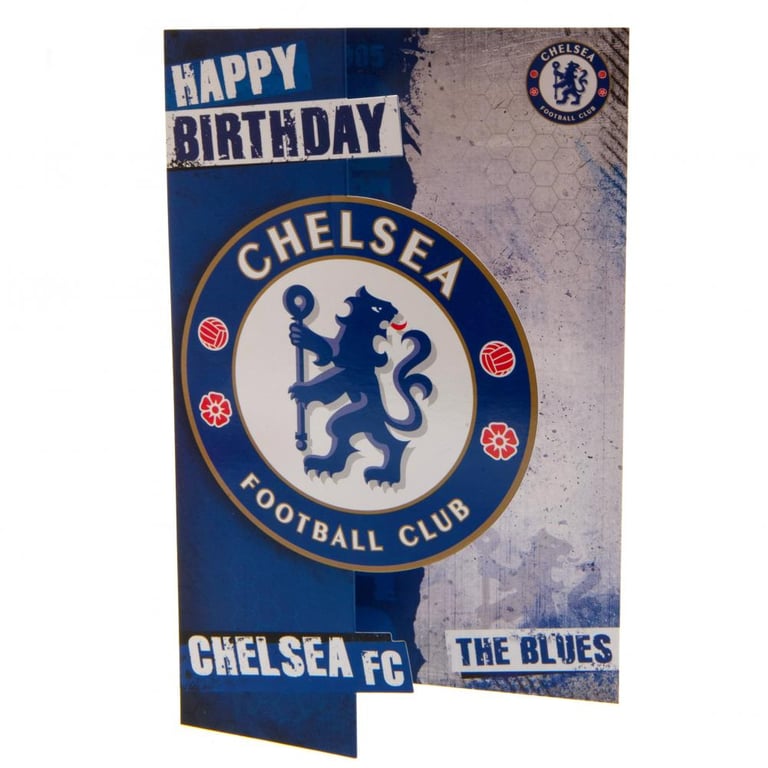 Chelsea FC The Blues Birthday Card - Graphic Design and Crest Featuring Message Inside