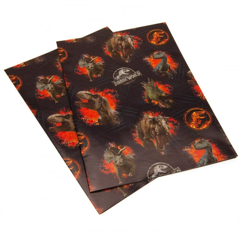 Jurassic World Dinosaur Gift Wrap - 2 Sheets & T-Rex Tags