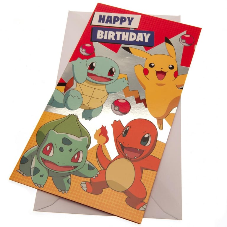 Pokmon Birthday Card - Colourful Pikachu & Friends Design