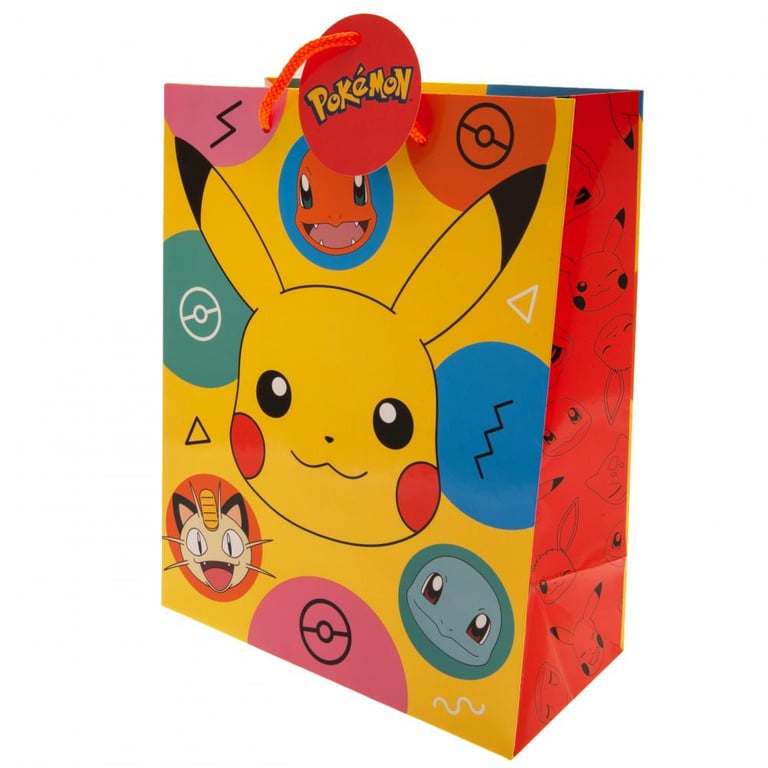 Pokmon Multi-Colour Medium Gift Bag with Vibrant Character Images and Woven Handles