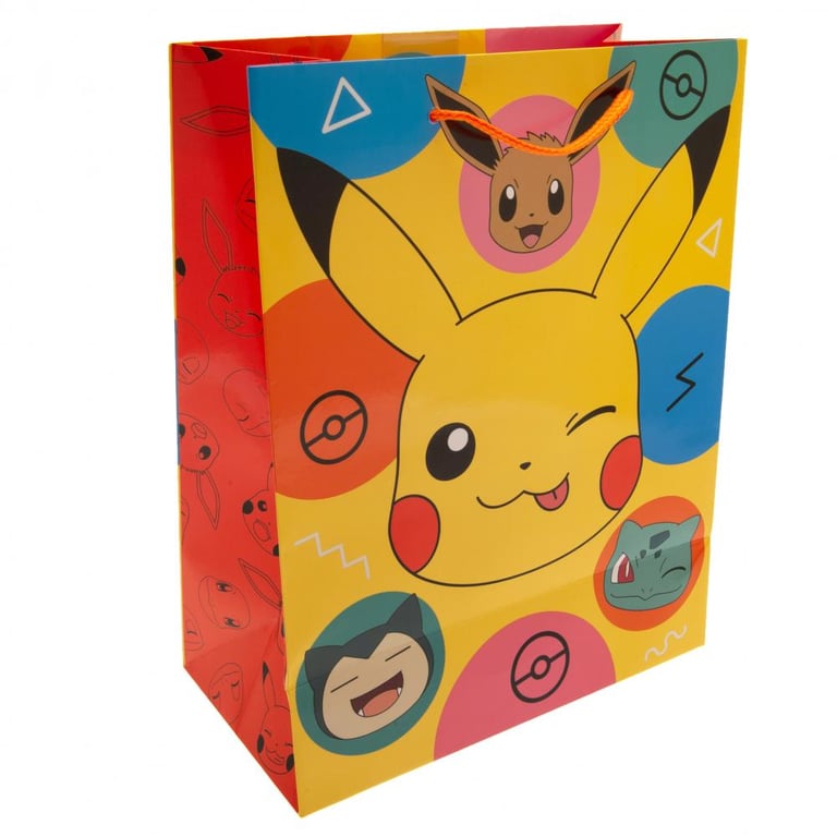 Pokmon Multi-Colour Medium Gift Bag with Vibrant Character Images and Woven Handles