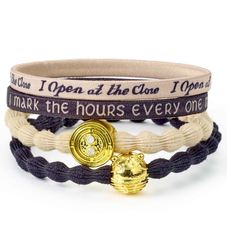 Harry Potter Time Turner Hair Bands Set - Official Accessories Featuring Golden Snitch Charm and Iconic Quotes