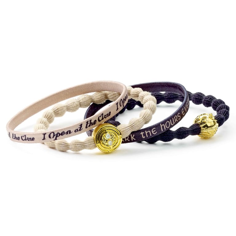 Harry Potter Time Turner Hair Bands Set - Official Accessories Featuring Golden Snitch Charm and Iconic Quotes