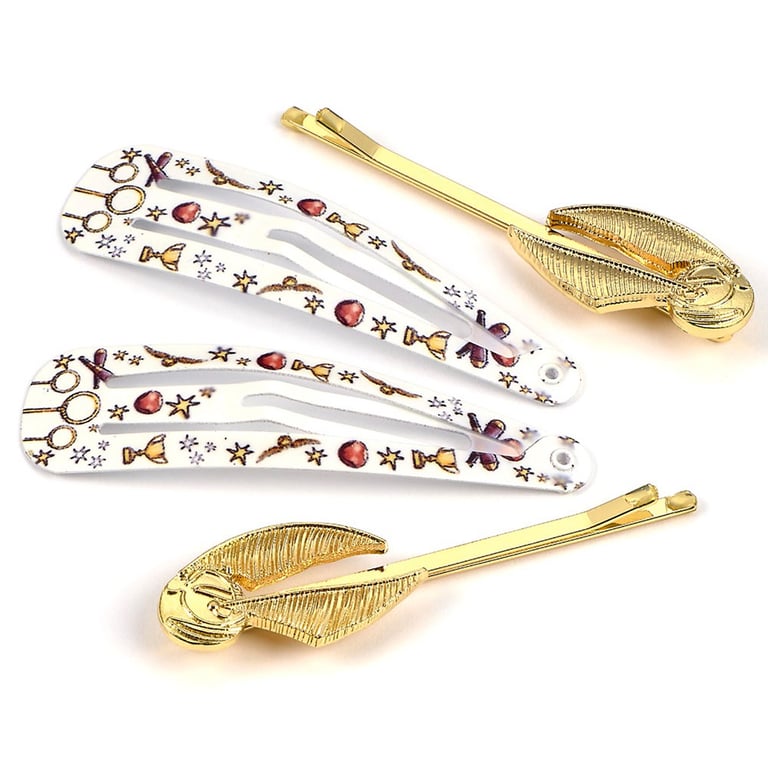 Harry Potter Golden Snitch Hair Clips - Premium Quidditch Pattern Hair Slides & Accessories