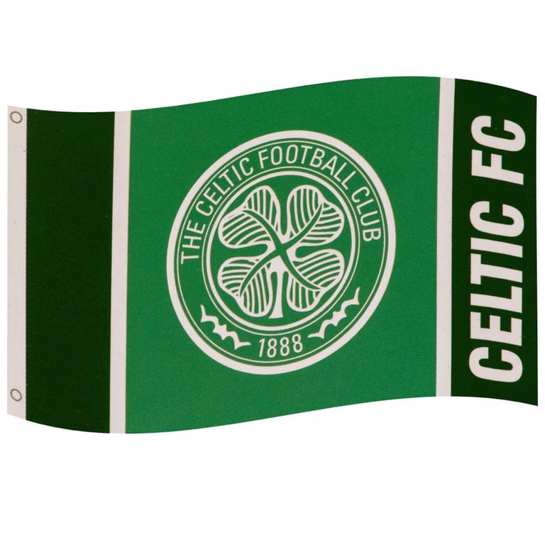 Celtic FC 100 Polyester Wordmark Flag - Green Crest Design
