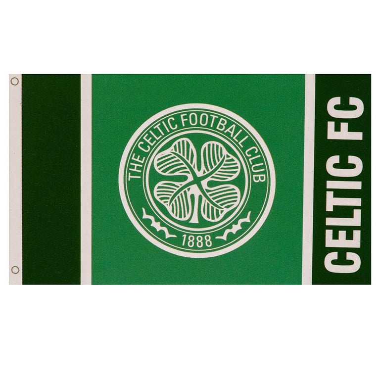 Celtic FC 100 Polyester Wordmark Flag - Green Crest Design