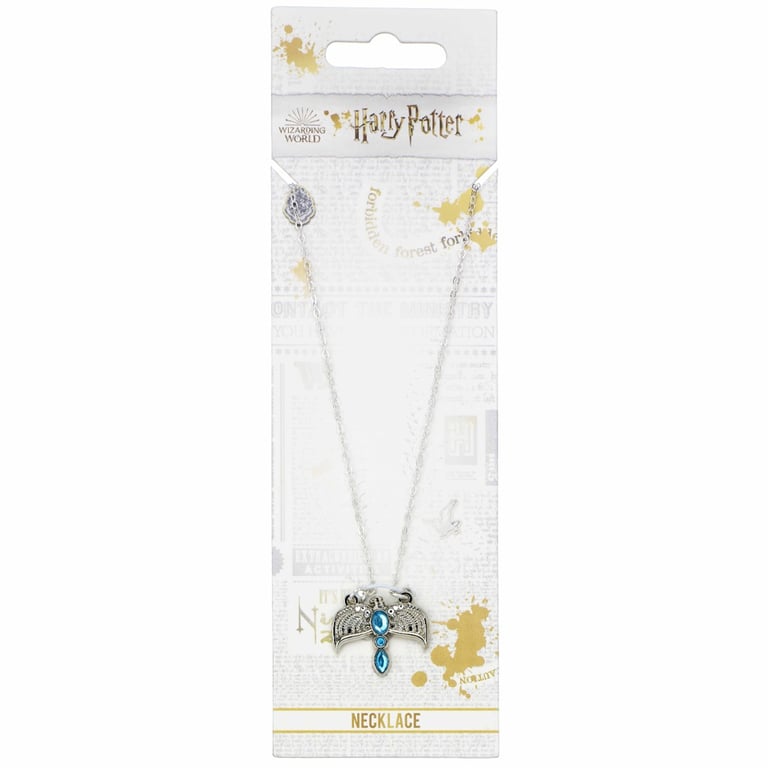Harry Potter Silver Plated Diadem Necklace - Blue Crystal Link Chain Charm Accessory