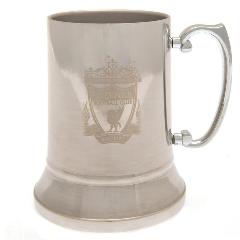 Liverpool FC Brushed Steel Stainless Steel Tankard - Official Crest Engraved Beer Stein