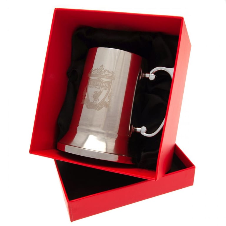 Liverpool FC Brushed Steel Stainless Steel Tankard - Official Crest Engraved Beer Stein