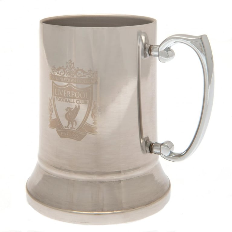 Liverpool FC Brushed Steel Stainless Steel Tankard - Official Crest Engraved Beer Stein