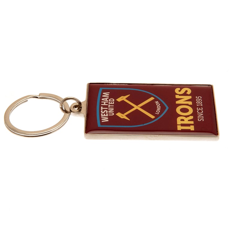 West Ham United FC Deluxe Heavy Metal Keyring with Crest and Slogan