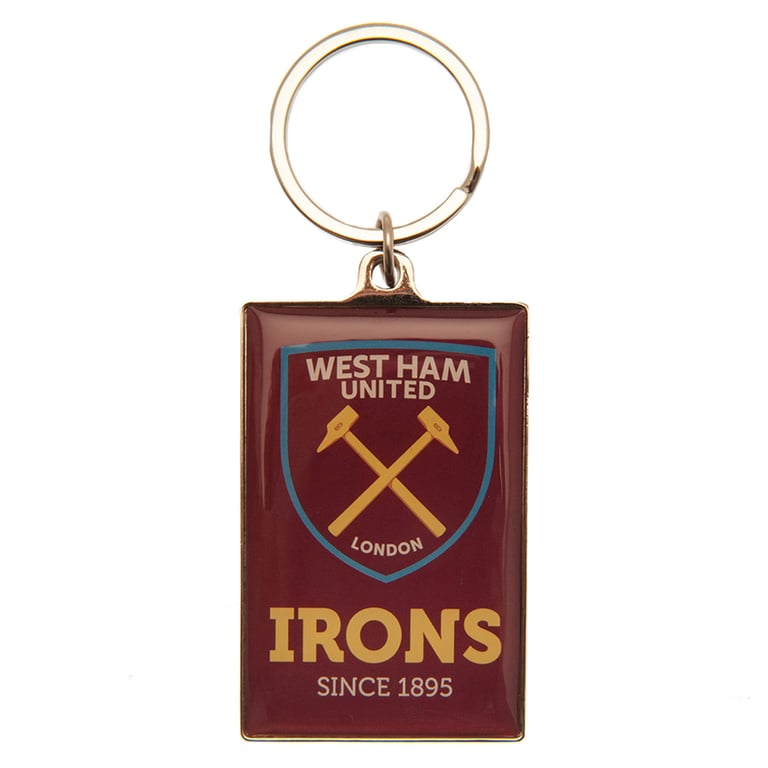 West Ham United FC Deluxe Heavy Metal Keyring with Crest and Slogan