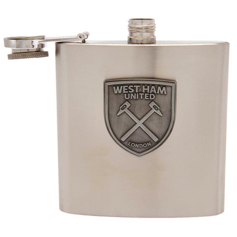 West Ham United FC 6oz Stainless Steel Stadium Flask with Antique Badge