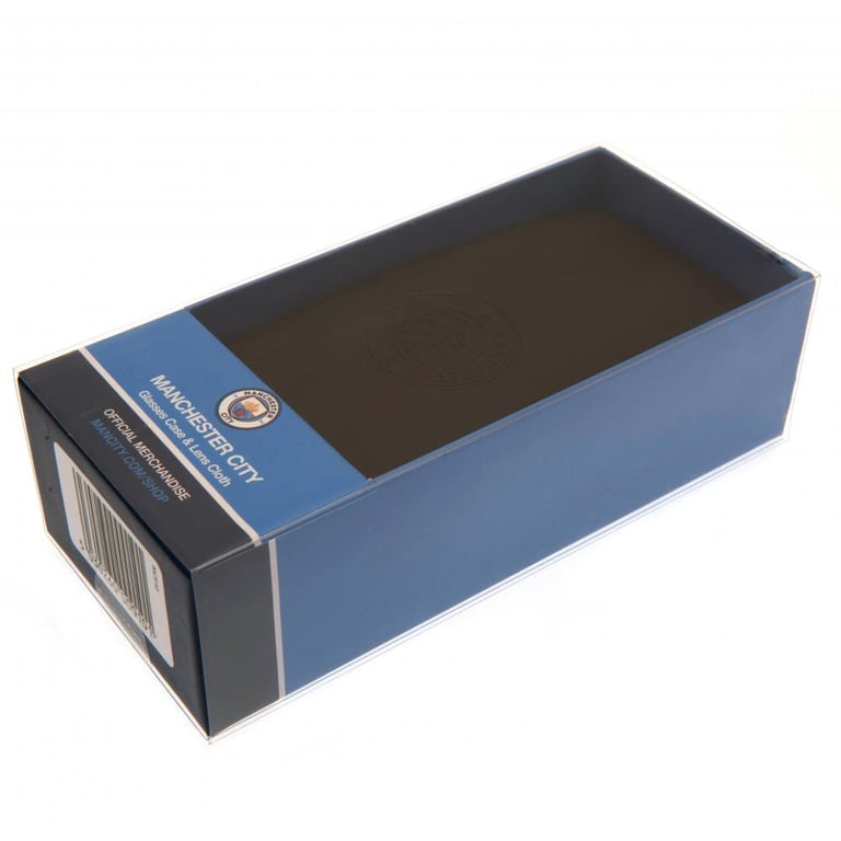 Manchester City FC Black Debossed Glasses Case with Club Crest Lens Cloth