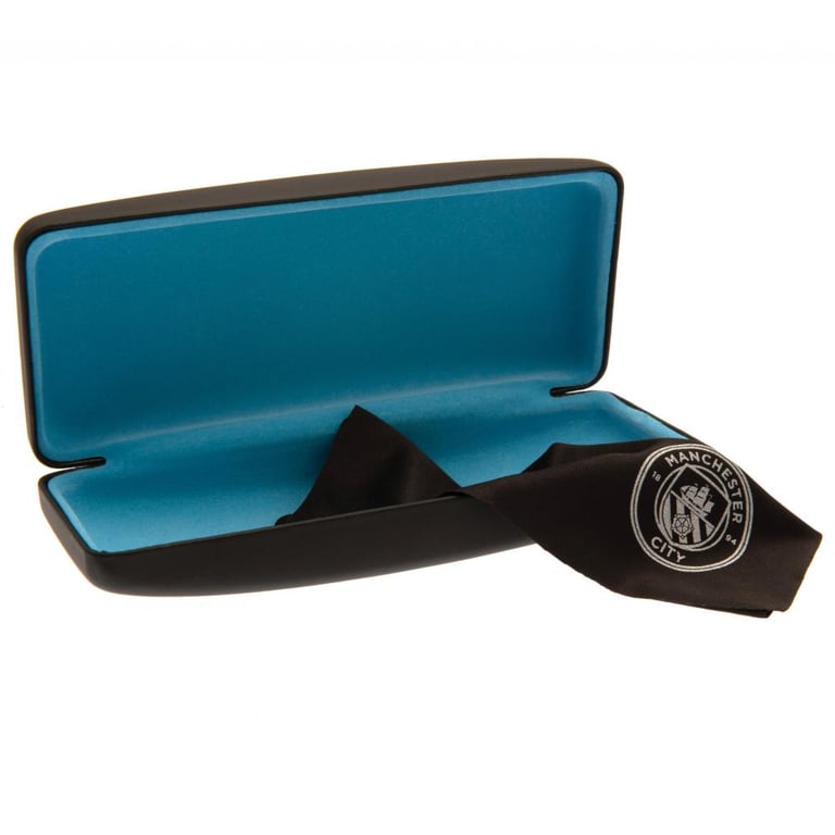 Manchester City FC Black Debossed Glasses Case with Club Crest Lens Cloth