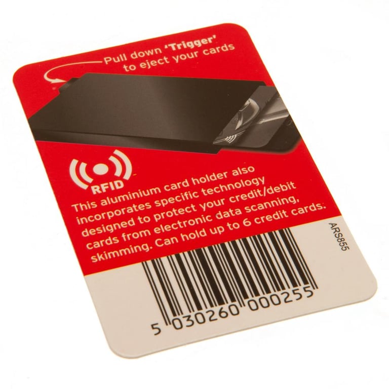 Arsenal FC RFID Aluminium Card Case - Secure Multiple Card Storage & Anti-Theft Protection