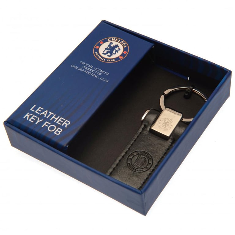 Chelsea FC Executive Leather Key Fob - Metal Keeper Top and Genuine Leather Design