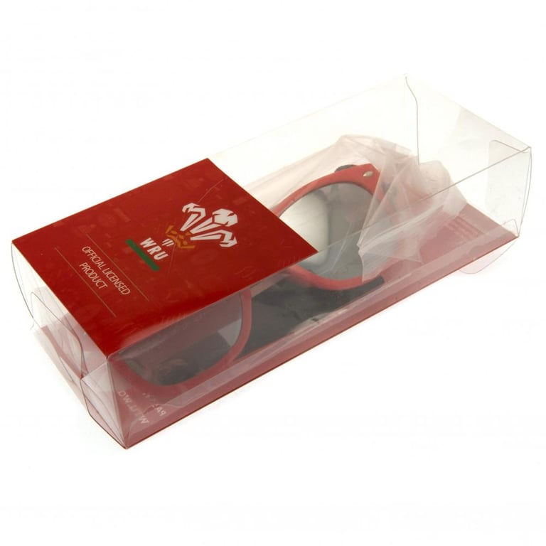 Wales RU Junior Retro Sunglasses - Red Frames, Club Crest Embroidery & Protective Bag